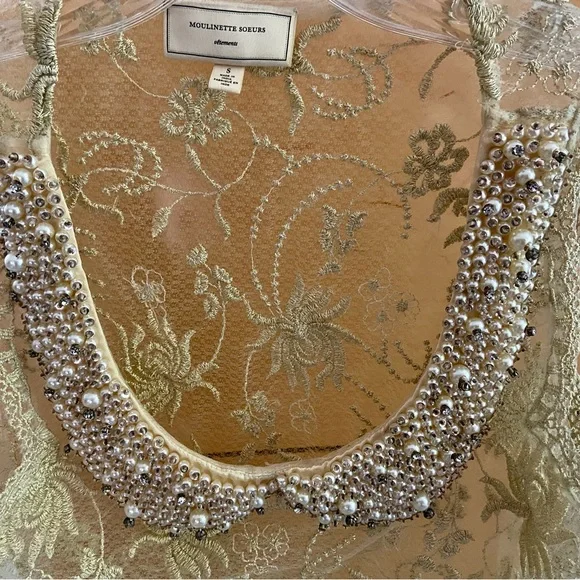 Anthropologie | “Magnolia” Tulle Shell Sheer Beaded Blouse | Small - Picture 9 of 11